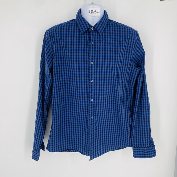 Michael Kors Other - Michael Kors Men's Blue Check Gingham Button Up Office Career Shirt XL Cotton